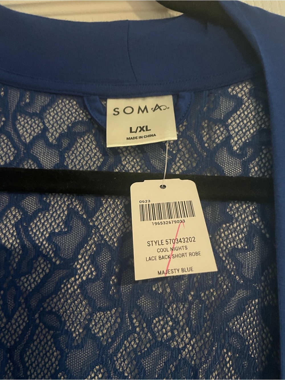 Soma Deep Blue Lace-Back Robe with Tie Waist - Picture 4 of 6